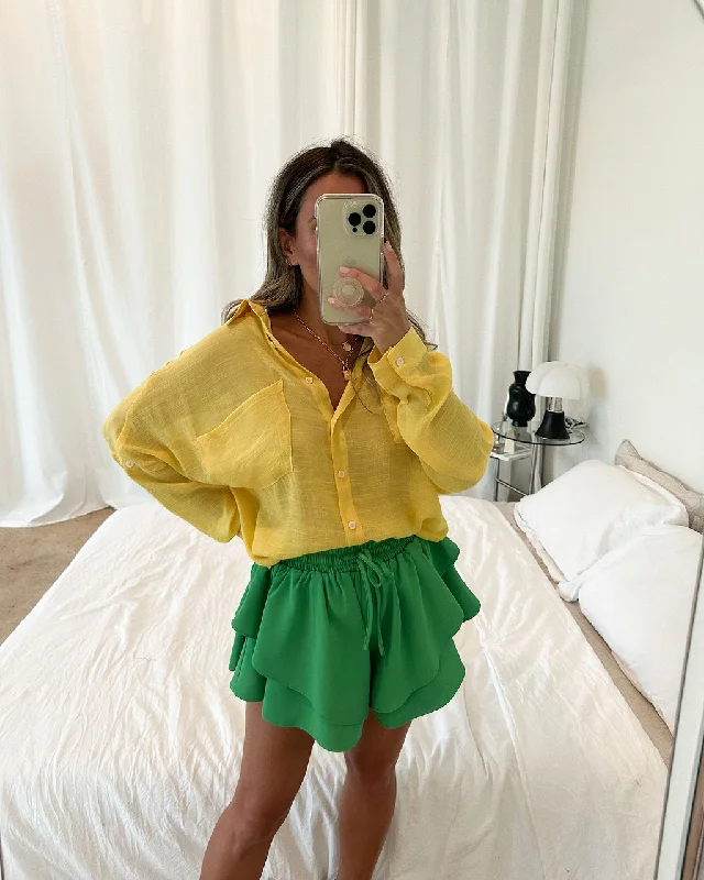 Luxury Fashion Flutter My Way Drawstring Tiered Shorts