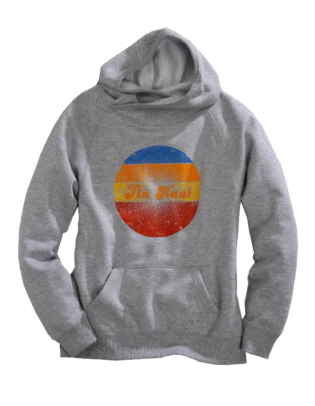 Minimal Classic Tin Haul Womens Heather Grey Cotton Blend Multi-Color Circle Hoodie