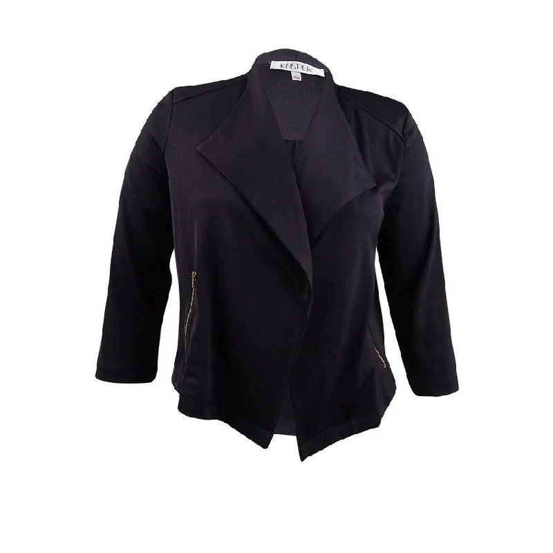 Personalized Outfit Kasper Women's Open-Front Moto Blazer (L, Black)