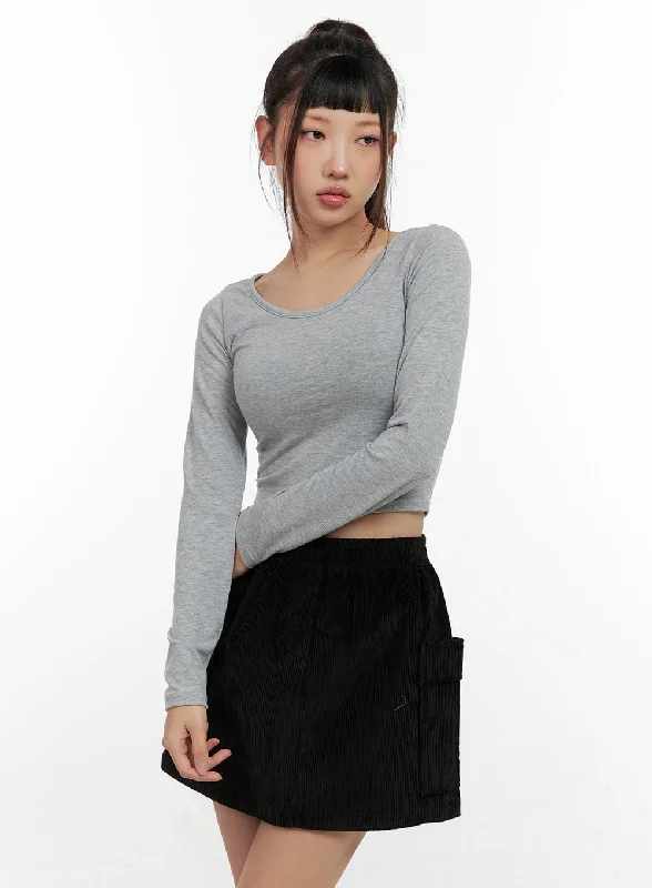Sports Style Classic Scoop Neck Crop Top CN404