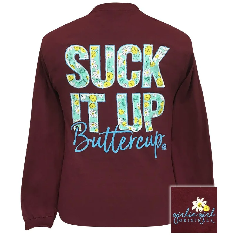 Editorial Design Suck It Up Buttercup Maroon-LS-2192