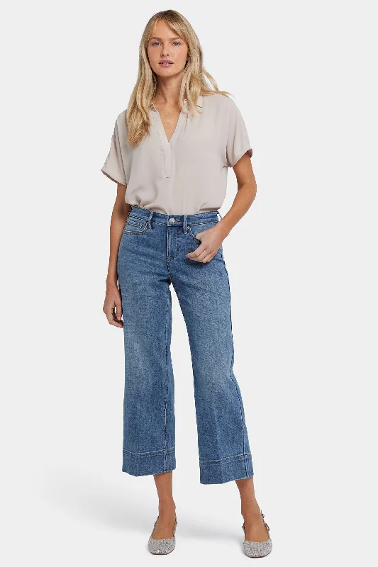 High Street Design Teresa Wide Leg Ankle Jeans - Majorca Bay