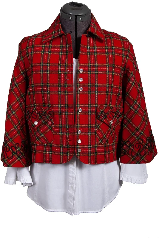 Elegant Series Scully Womens Red 100% Wool Tartan Plaid Jacket