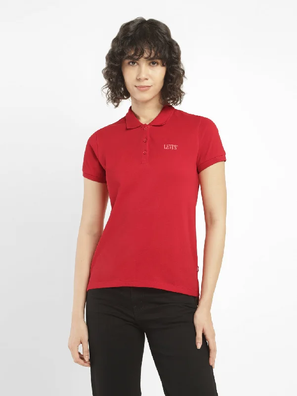 Celebrity Style Women's Solid Polo T-shirt