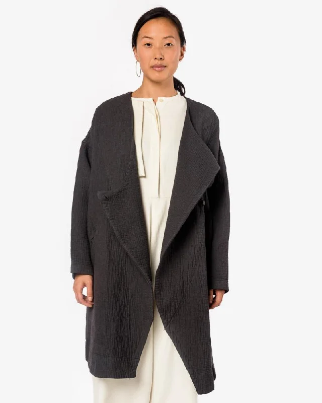 British Style Dual Canvas Coat in Charcoal