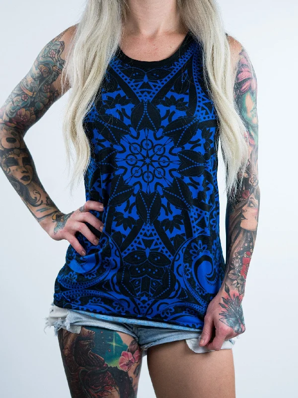Simple Design Blue Mandala Unisex Tank Top