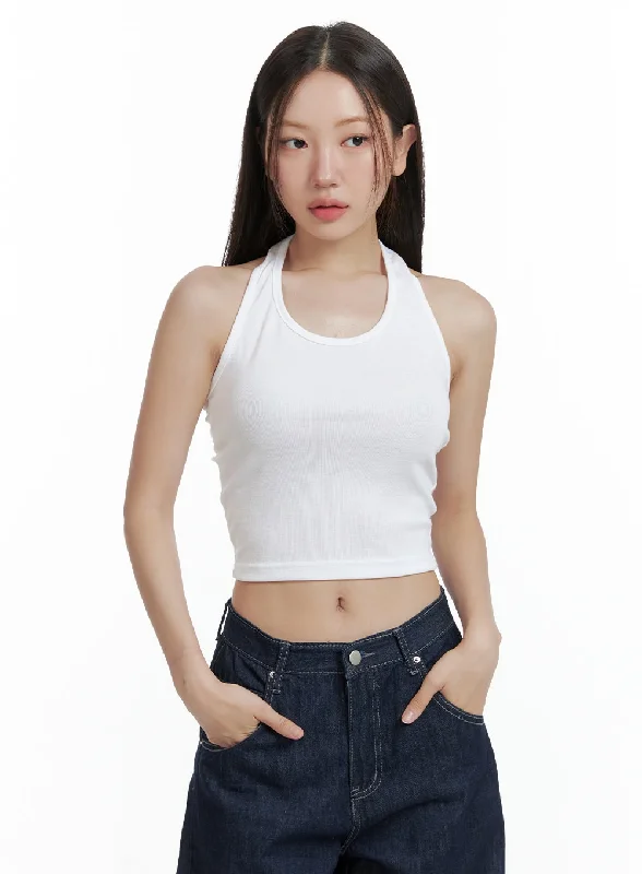 Refreshing Design Halterneck Crop Tank Top OL401