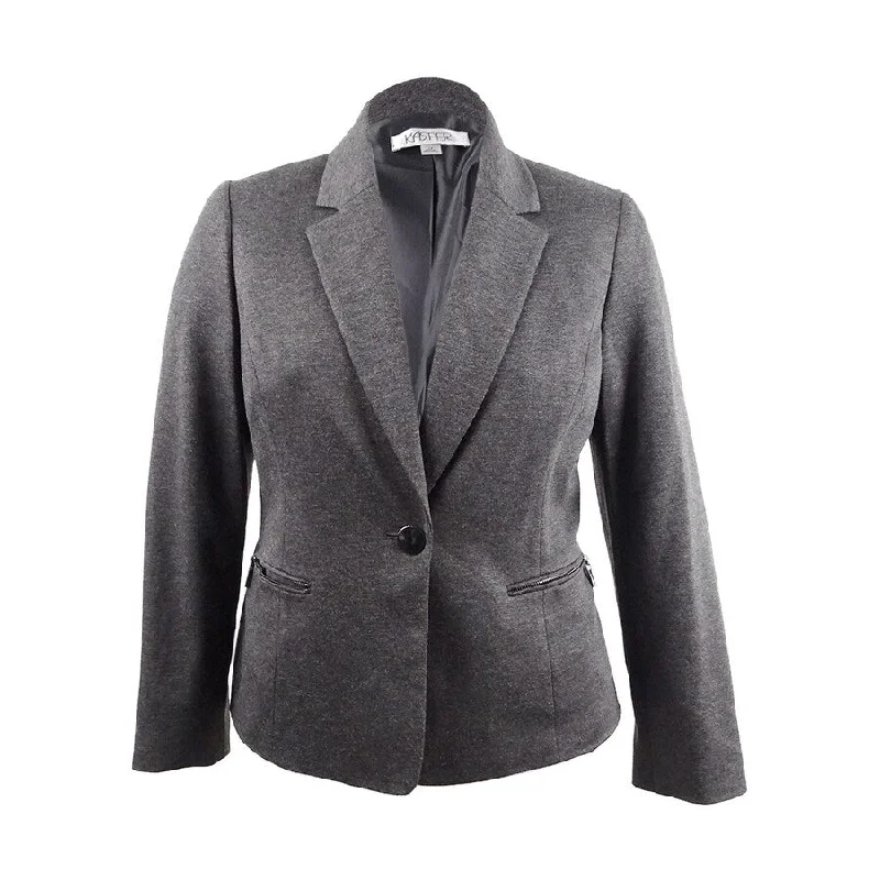 Practical Style Kasper Women's Zip-Pocket One-Button Jacket (12, Charcoal)