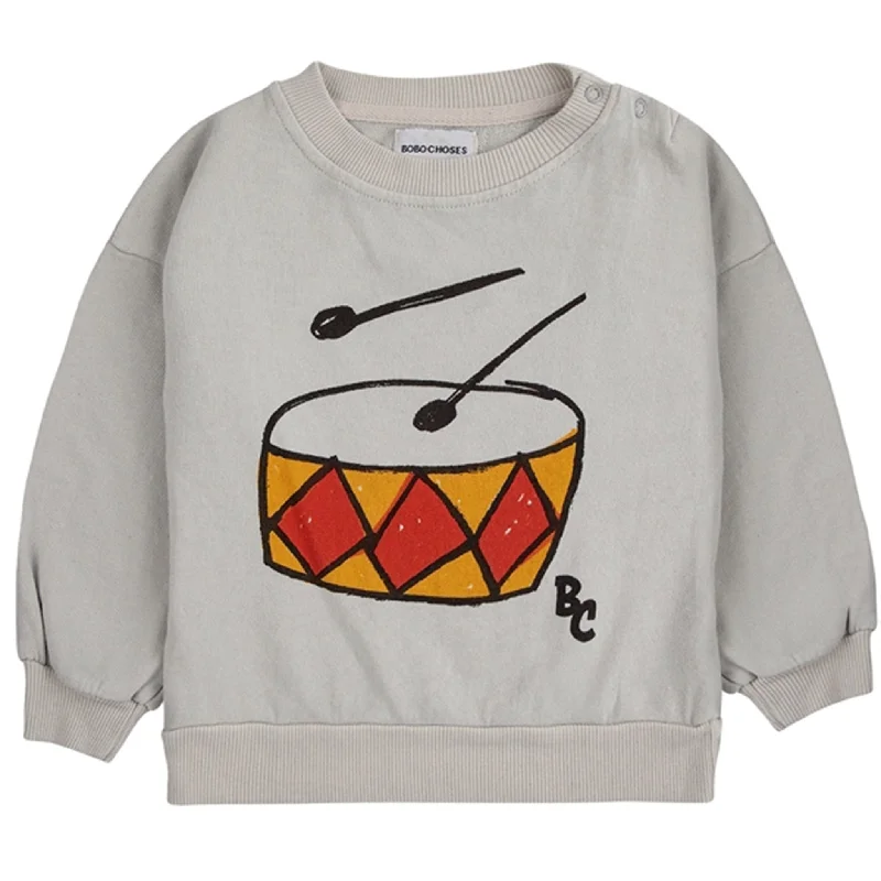Sports Trend Bobo Choses Baby Play The Drum Sweatshirt Round Neck Beige