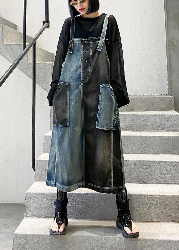 Breathable Design 100% denim black cotton quilting clothes Sleeveless pockets Maxi Dresses Breathable Design 100% denim black cotton quilting clothes Sleeveless pockets Maxi Dresses
