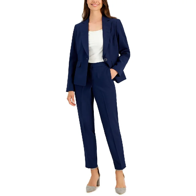 High-end Design Le Suit Womens Petites Knit Long Sleeves One-Button Blazer