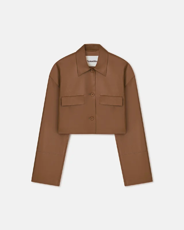 Classic Series Holleen - Cropped Okobor™Alt-Leather Shirt - Tobacco