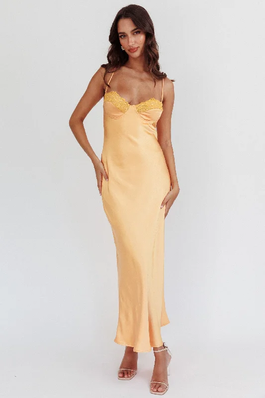 Retro Prints Inhibitions Lace Bust Midi Dress Melon
