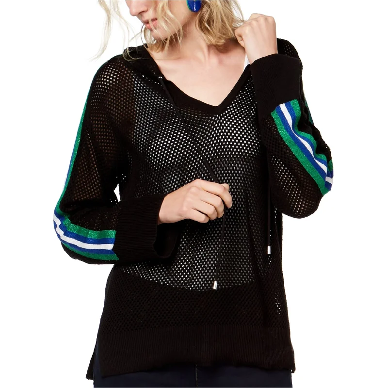End Of The Year I-N-C Womens Mesh Hoodie Sweatshirt, Black, Small