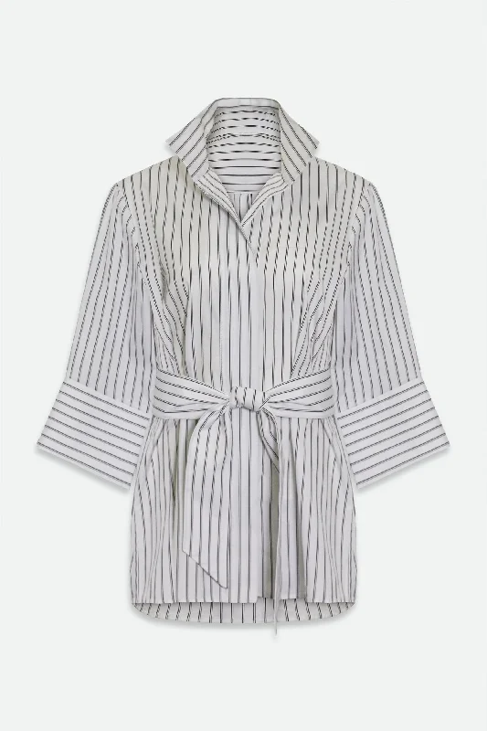 Luxury Fashion SCARLETT BLOUSE IN ITALIAN COTTON BLACK & WHITE STRIPE