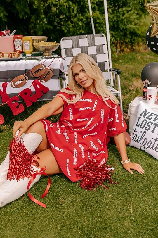 Fashion Concept School Spirit Sequin Embroidered Mini Dress in Arkansas Curves
