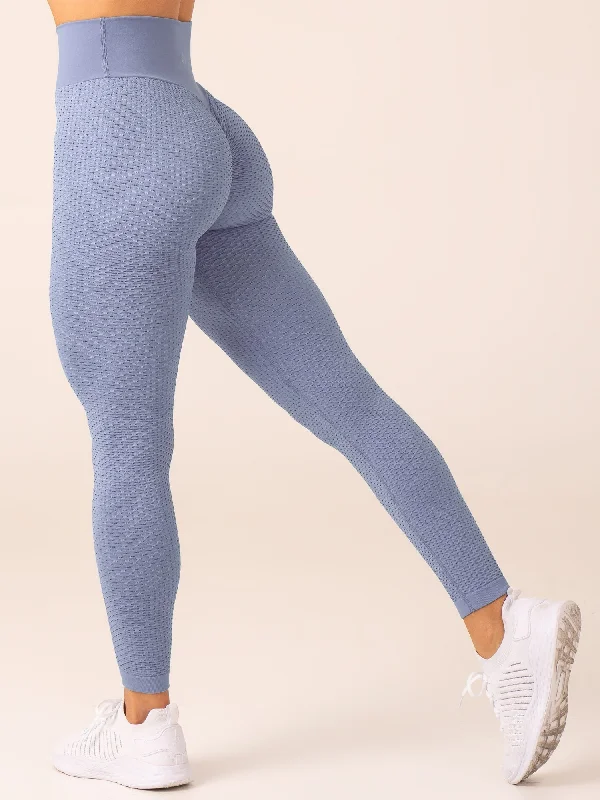 Exquisite Tailoring Honeycomb Scrunch Seamless Leggings - Steel Blue