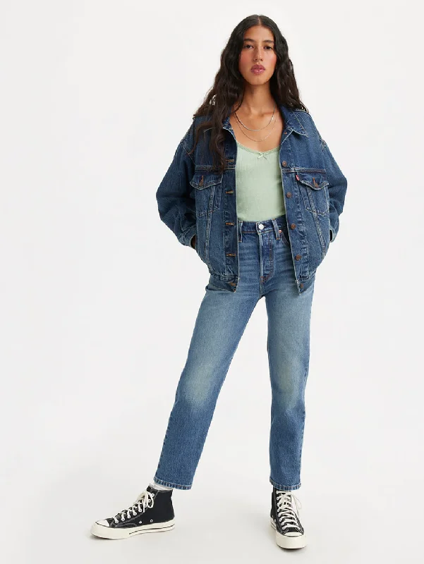 Luxury Customization Women's Mid Rise 501 Crop Regular Fit Button Fly Jeans