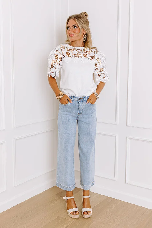 Quality Tailoring Risen Raelynn High Waist Wide Leg Jean in Light Wash