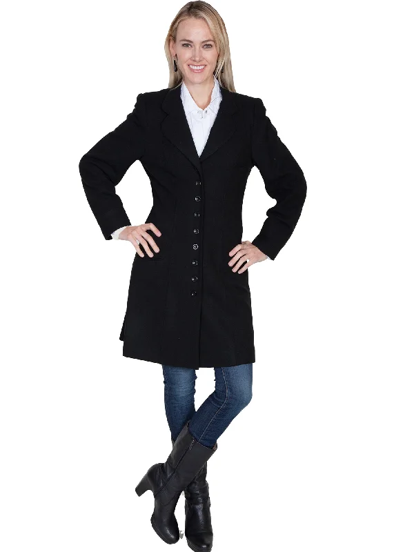 Unique Fashion Scully Womens Black 100% Wool Vintage Frock Coat