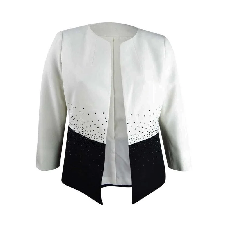 Economic Outlook Kasper Women's Two-Tone Opened Jacket (6, Vanilla Ice/Black)
