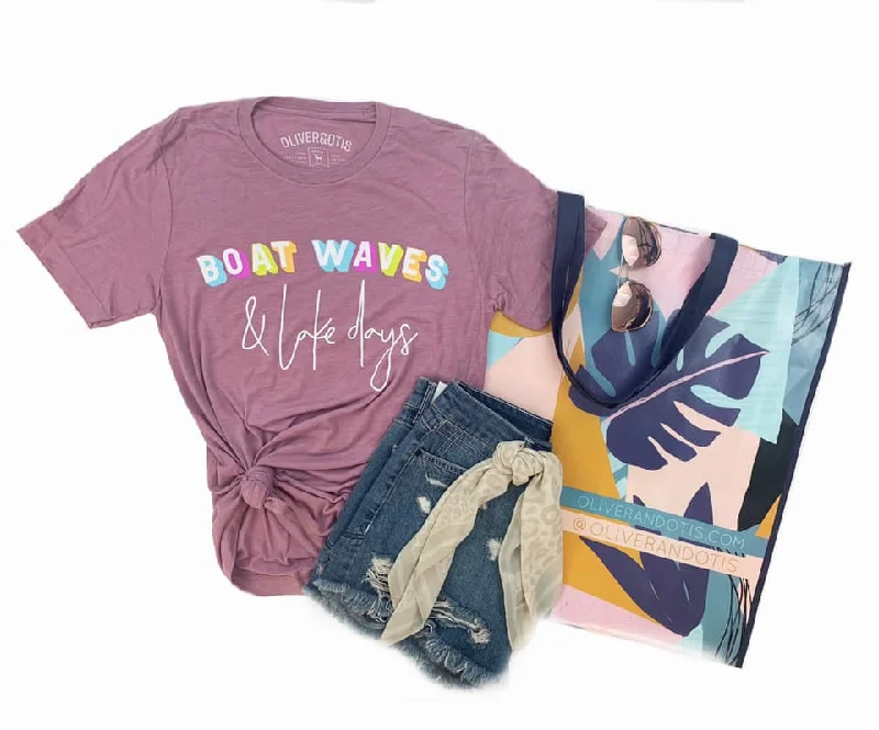 Fashionable Inner Wear Boat Waves & Lake Days Graphic Tee Shirt