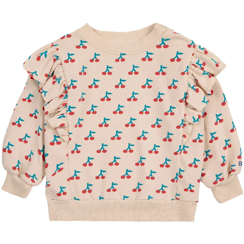 Fashionable And Fashionable Bobo Choses White Cherry All Over Ruffle Crewneck