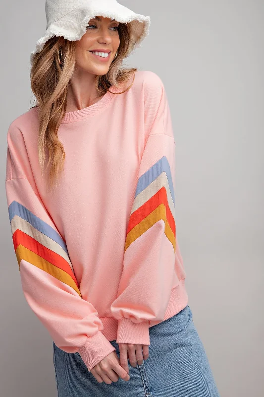 Sports Series Peach Banded Bottom Terry Pullover