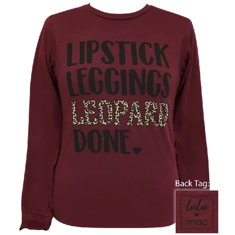 Basic Version lulu mac-Lipstick Leggings Leopard-Heather Cardinal LS-LM43