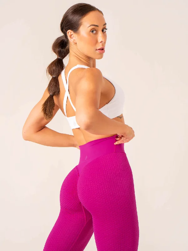 Integrated Design Honeycomb Scrunch Seamless Leggings - Fuchsia