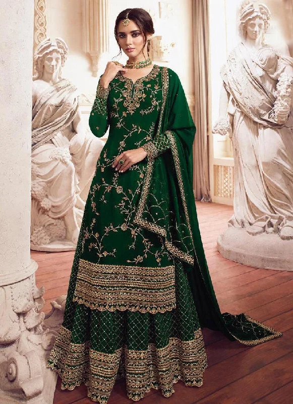 European Plan Admirable Green Zari Georgette Pakistani Palazzo Salwar Suit