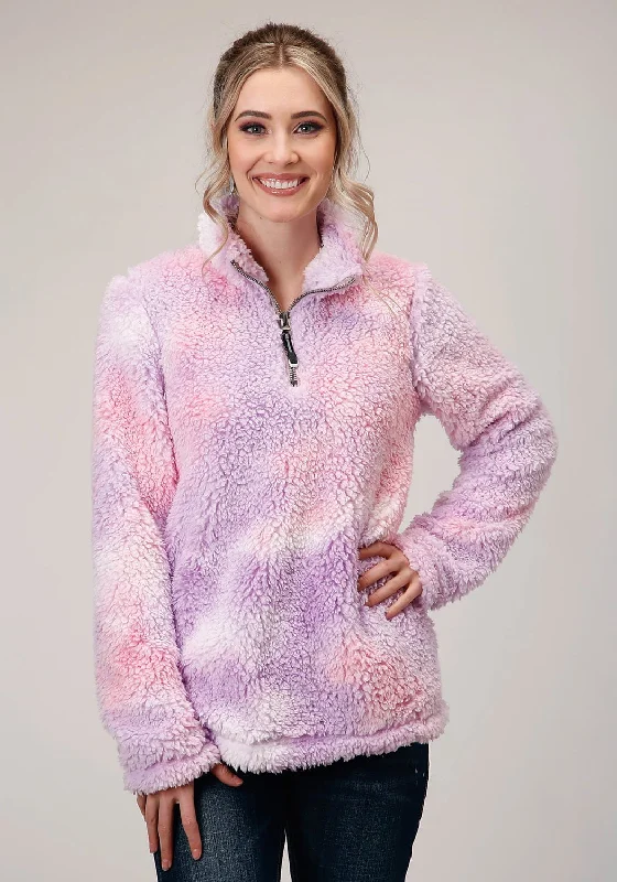 Fashion Concept Roper Womens Purple Polyester Polar Fleece Tie Dye Jacket