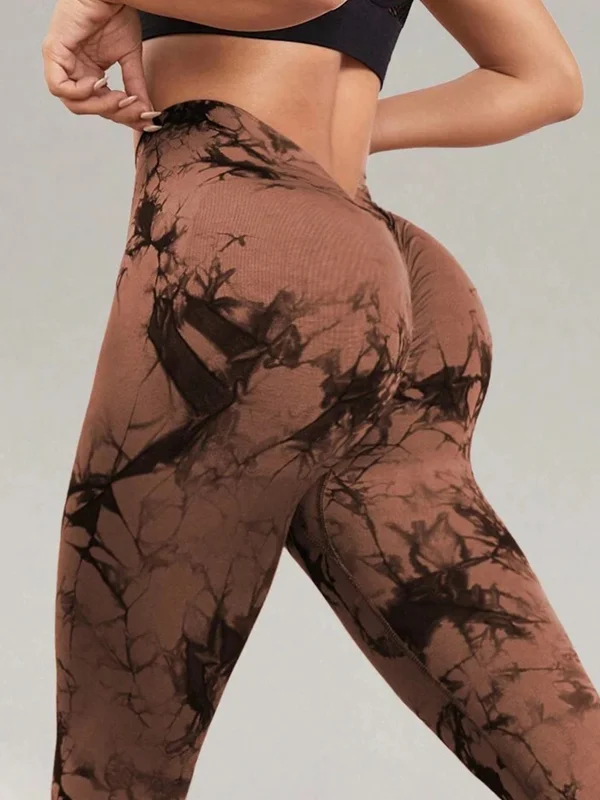 Romantic Temperament ZASUWA Female Hot Tie-dye Deep V Back Leggings