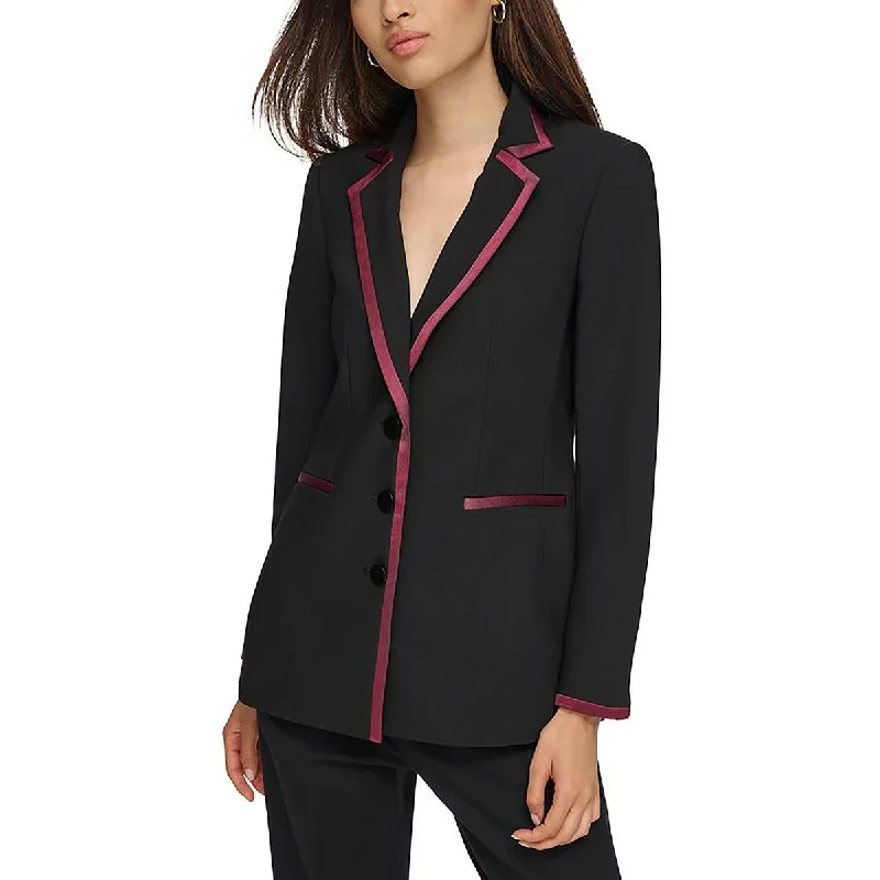 Body Design Karl Lagerfeld Paris Womens Tuxedo Contrast Trim Double-Breasted Blazer