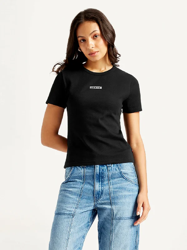 Sports Trend Women's Solid Crew Neck T-Shirt
