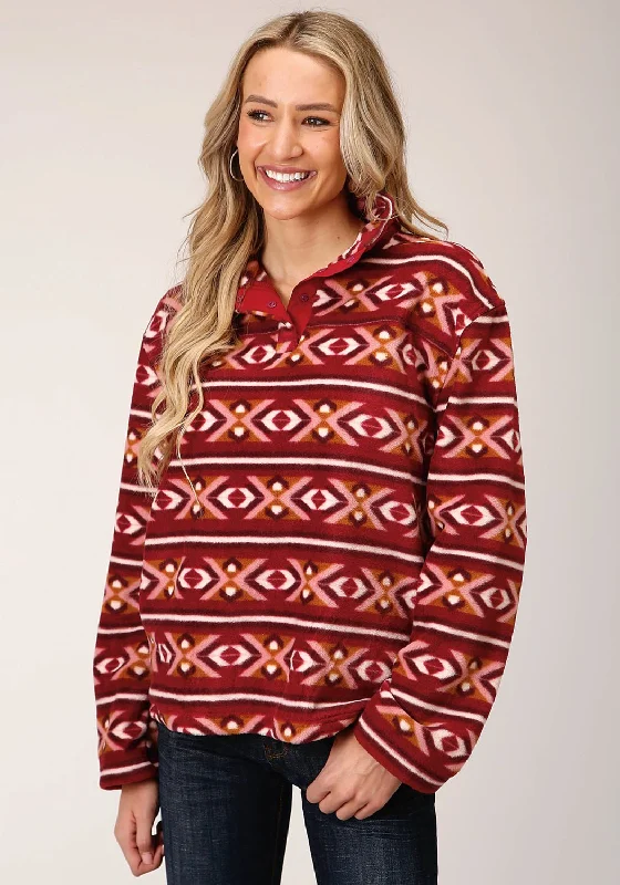 Personal Charm Roper Womens Berry Polyester Aztec Fleece Jacket