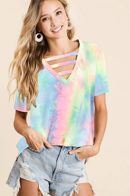 Exquisite Details Harmony Strappy Tie Dye Top, Pastel