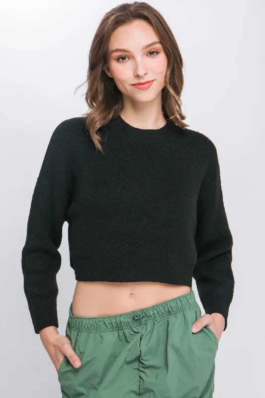 Advanced Design Wool Blend Cropped Sweater Top