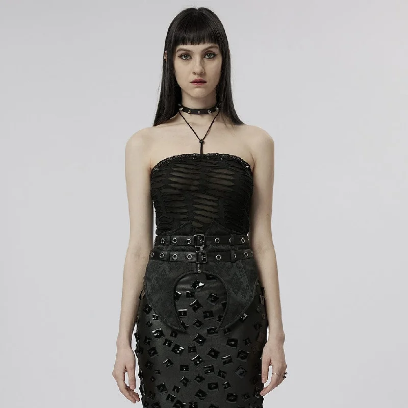 Versatile Itinerary Women's Gothic Ripped Halterneck Tank Top