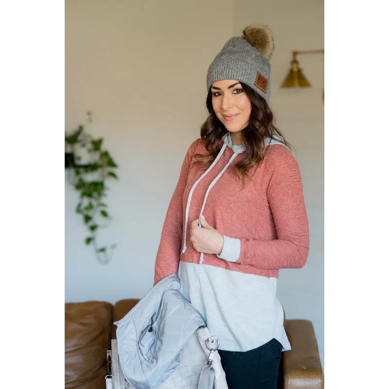 Fashionable Prints Dual Tone Hoodie - Salmon