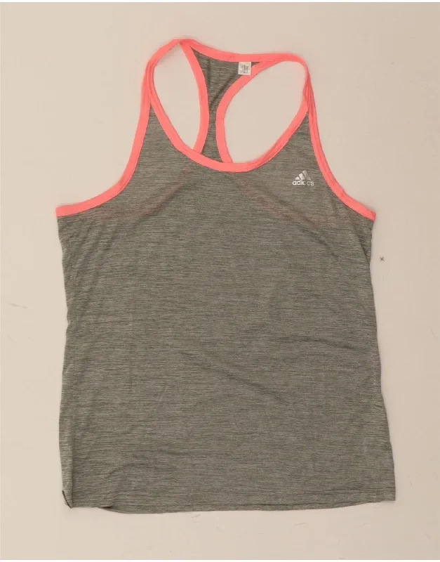 Sports Series ADIDAS Womens Climalite Vest Top UK 16/18 Large Grey Polyester