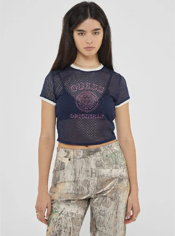Fresh And Fashionable Guess Originals Navy Jersey Top