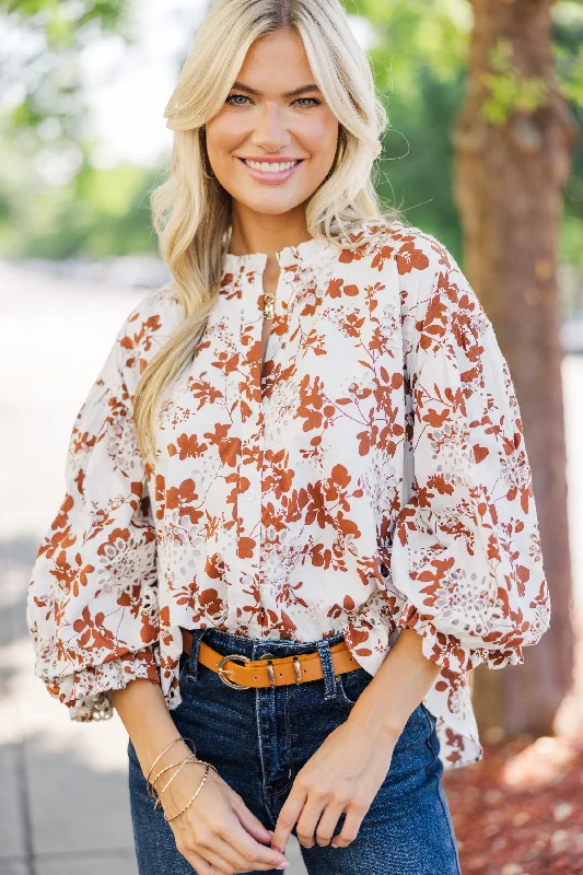 Comfortable Mind Take Your Turn Rust Orange Textured Blouse