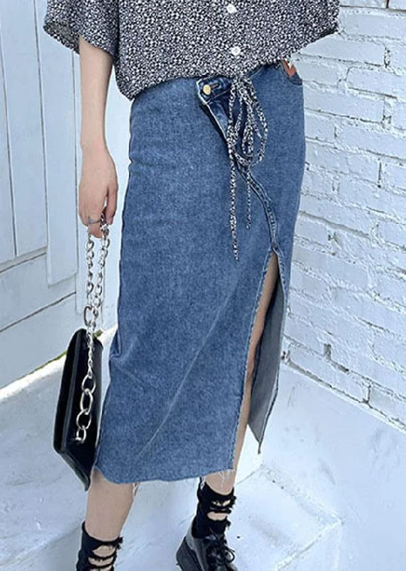 Fashionable And Fashionable Classy Blue Summer asymmetrical design Skirts Denim Casual Fashionable And Fashionable Classy Blue Summer asymmetrical design Skirts Denim Casual