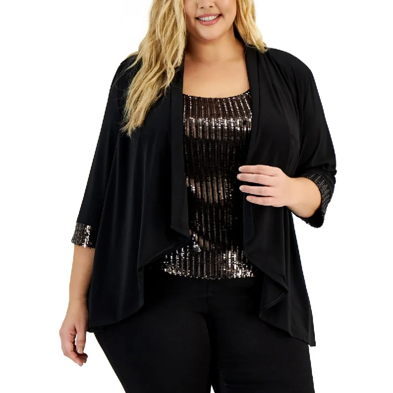 Preview New Products Alex Evenings Womens Plus Knit Sequined Duster Blazer