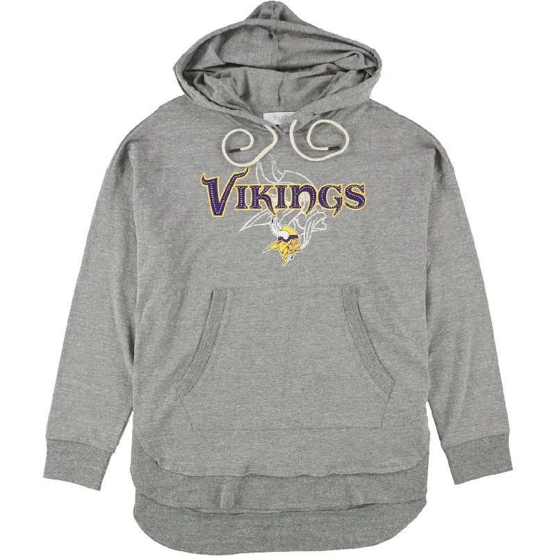 Lace Design Touch Womens Minnesota Vikings Hoodie Sweatshirt, Grey, Medium
