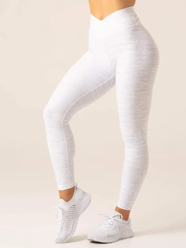 Cool Style Momentum Cross Over Scrunch Leggings - Snow Grey Marl
