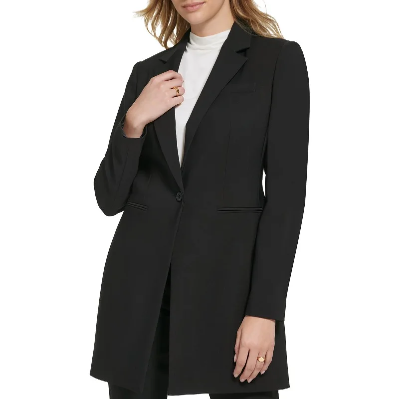 Comfortable Mind Calvin Klein Womens Long Office One-Button Blazer