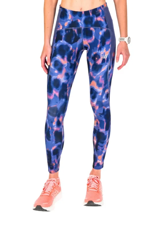 Fashion And Simplicity Women's Printed Mid Rise Impact Run Tight In Blue