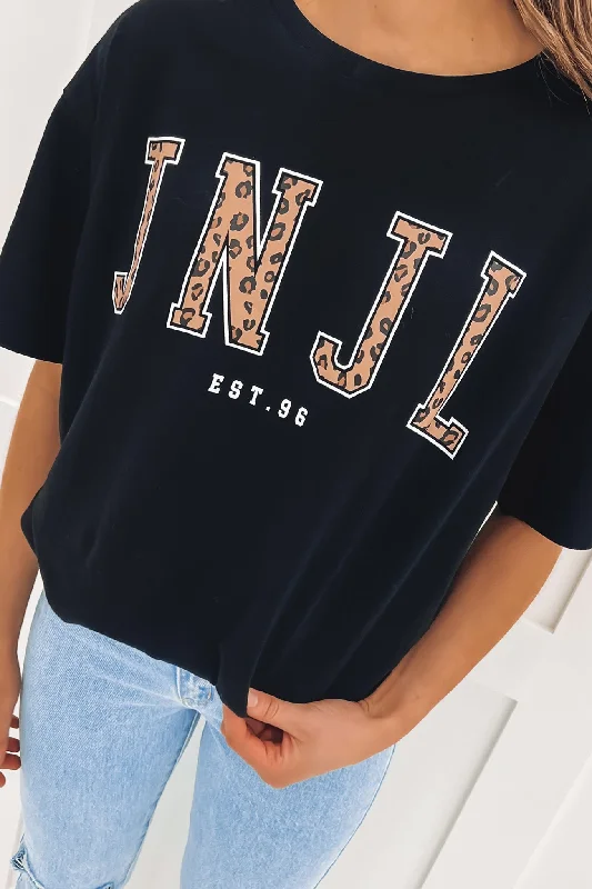 Personalized Wear Collegiate Leopard Tee Black